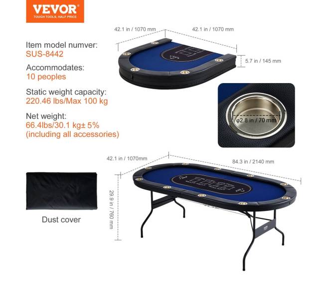 Sulankstomas pokerio stalas 10 žaidėjams6