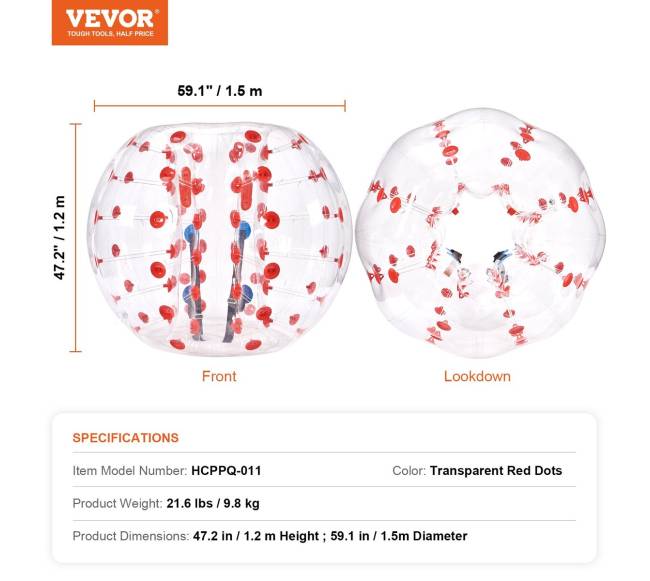 Pripučiamas kūno burbulas, 1,5m6