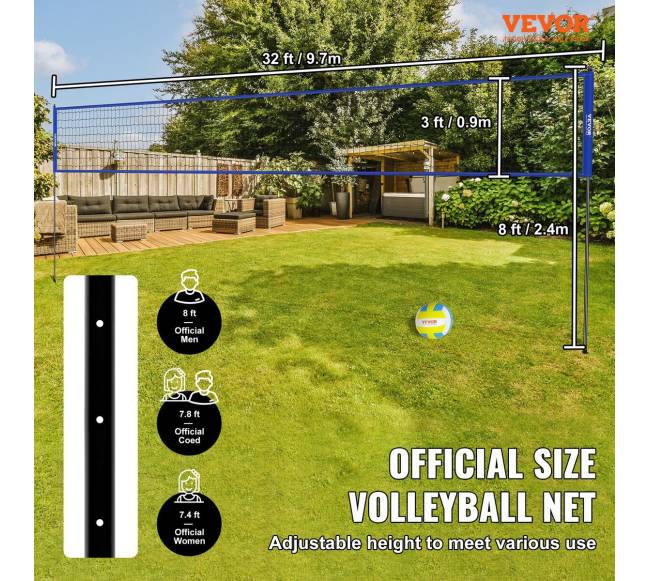 Nešiojamas tinklinio tinklas su reguliuojamu aukščiu1