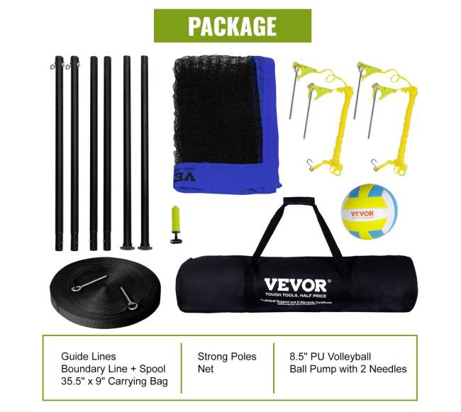 Nešiojamas tinklinio tinklas su reguliuojamu aukščiu5