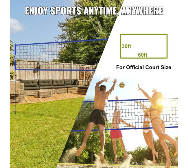 Nešiojamas tinklinio tinklas su reguliuojamu aukščiu6