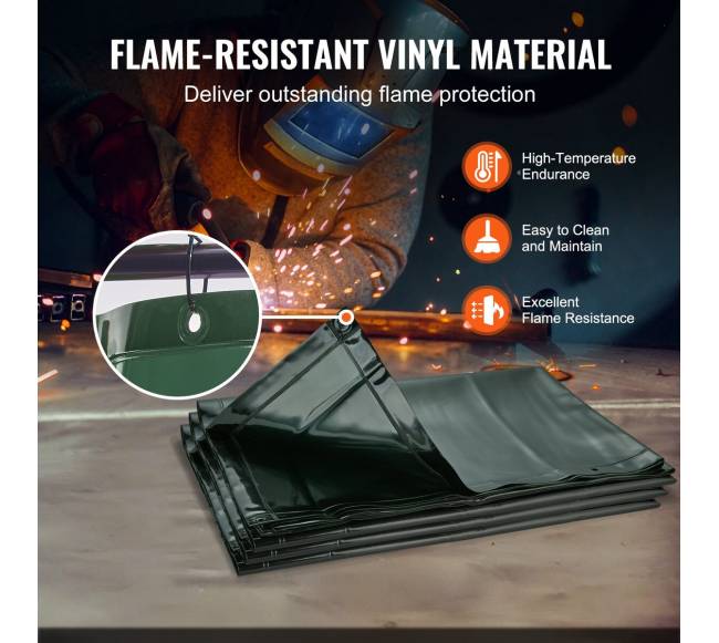 Suvirinimo uždanga su rėmu 180x180 cm žalia3