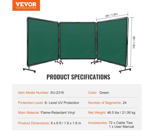Suvirinimo uždanga su rėmu 180x180 cm žalia6