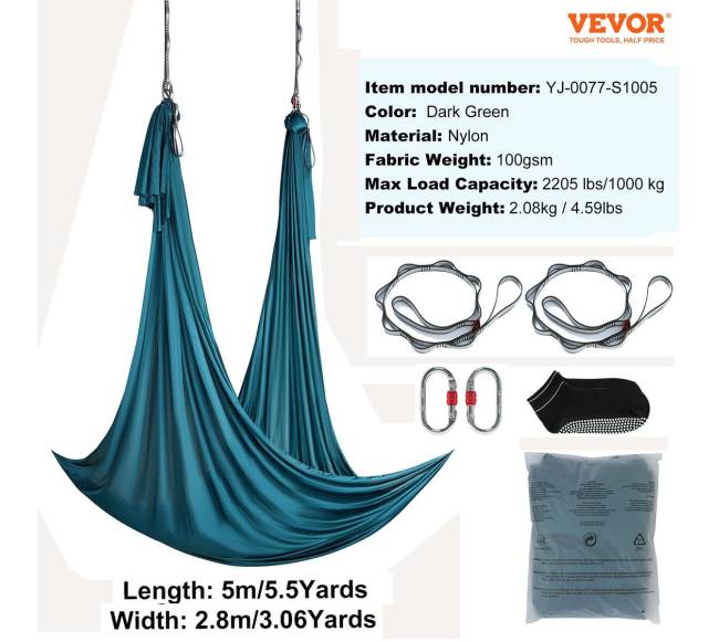 Oro joga hamakas ir sūpuoklės, 5.5 jardų, žalias6