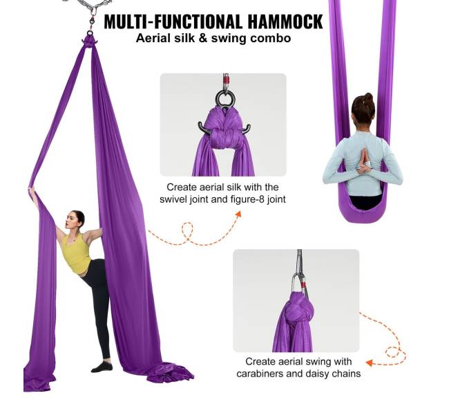 Oro šilkas ir joga sūpynės, purpurinė4