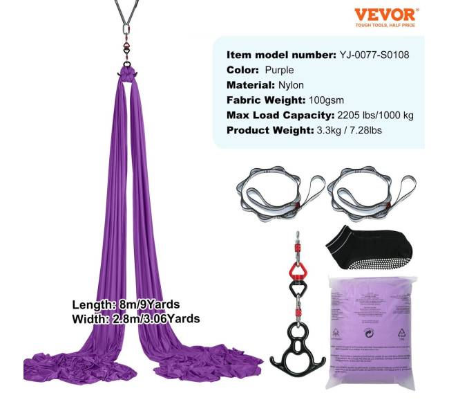 Oro šilkas ir joga sūpynės, purpurinė6