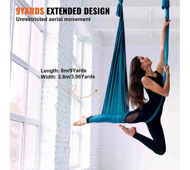 Aerialiniai šilko ir jogos sūpuoklės, žalios3