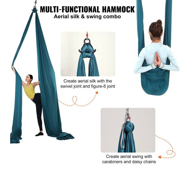 Aerialiniai šilko ir jogos sūpuoklės, žalios4