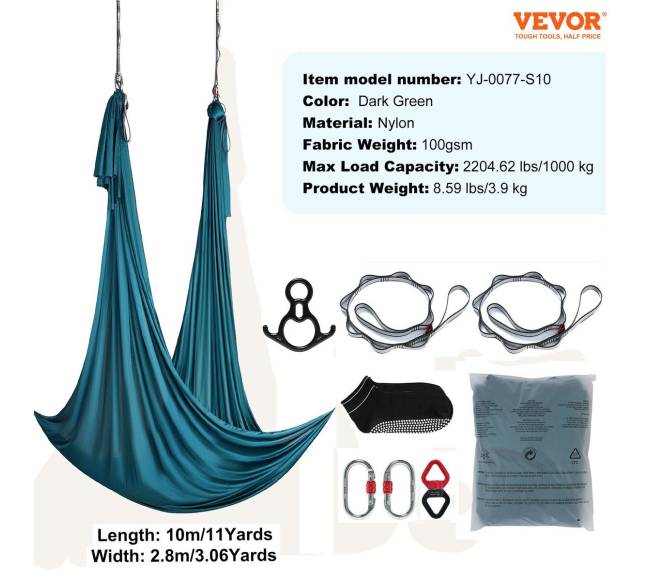 Oro šilkas ir jogos sūpusėlis, žalias6