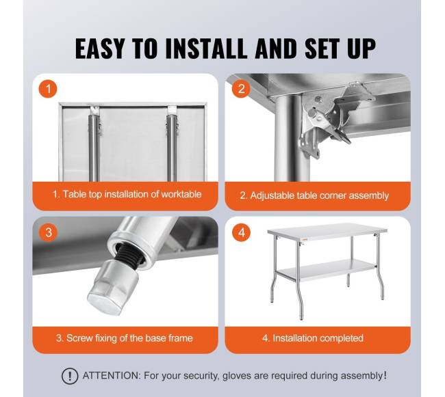 Sulankstomas nerūdijančio plieno darbo stalas virtuvei5