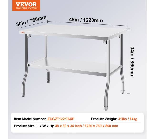 Sulankstomas nerūdijančio plieno darbo stalas virtuvei6