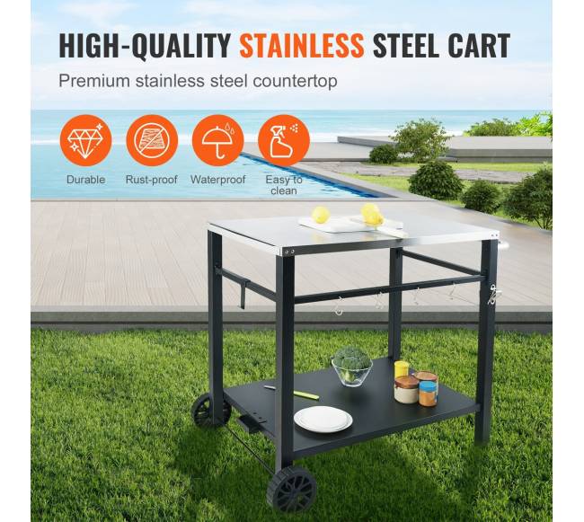 lauko grilio vežimėlis su dviem lentynomis2