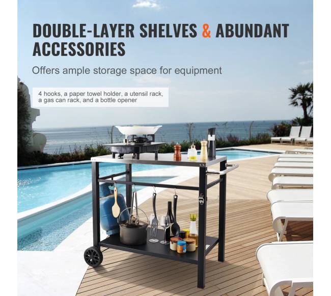 lauko grilio vežimėlis su dviem lentynomis3