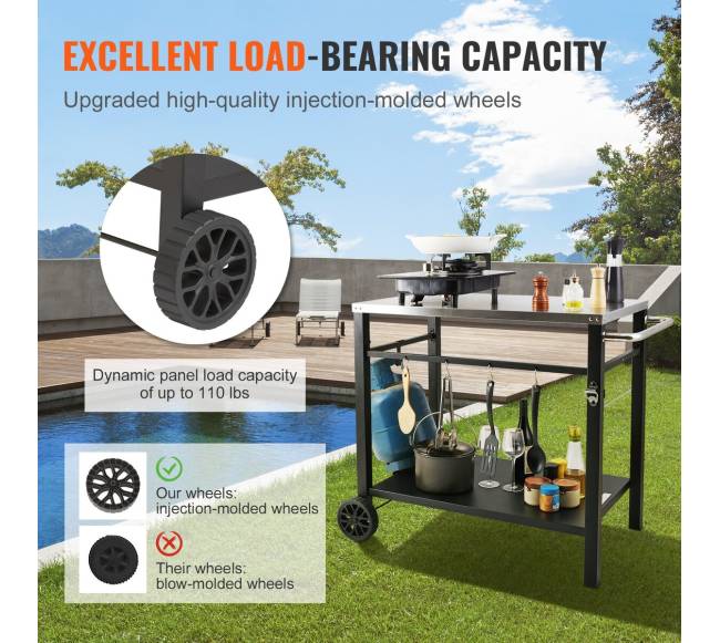 lauko grilio vežimėlis su dviem lentynomis4