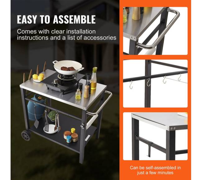 lauko grilio vežimėlis su dviem lentynomis5