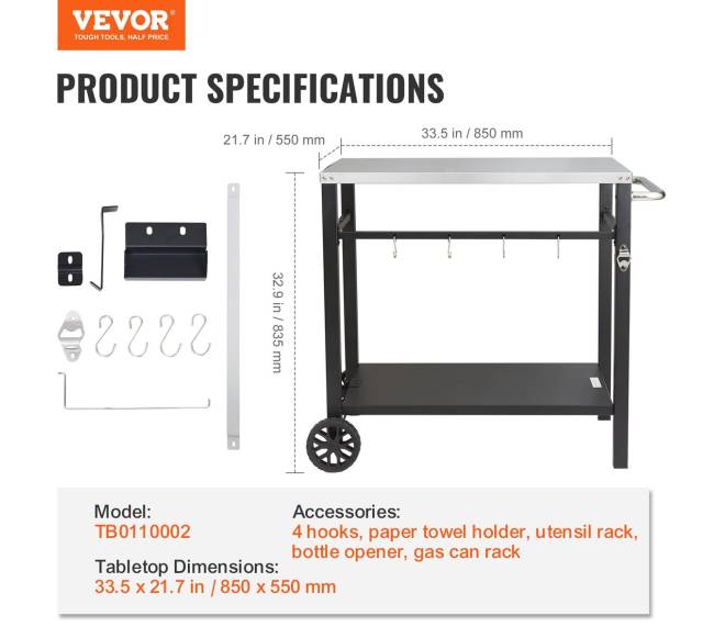 lauko grilio vežimėlis su dviem lentynomis6