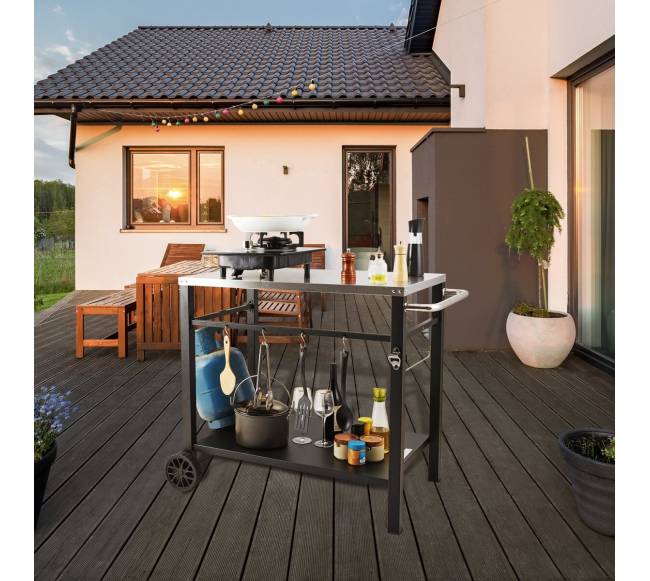 lauko grilio vežimėlis su dviem lentynomis7