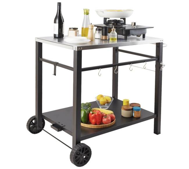 lauko grilio vežimėlis su dviem lentynomis8