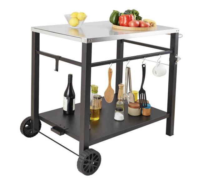 lauko grilio vežimėlis su dviem lentynomis9