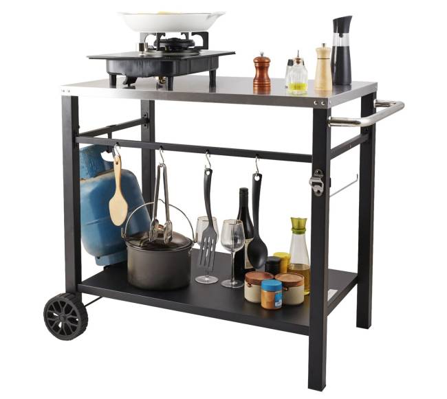 lauko grilio vežimėlis su dviem lentynomis10