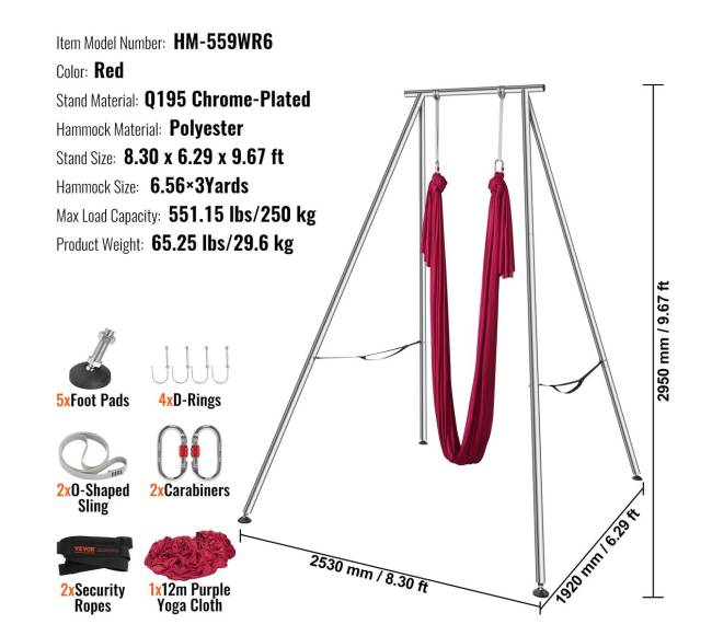 Aero joga rėmas su hamaku, 2.95 m aukščio6