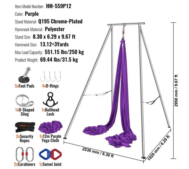 Oro jogos stovas su hamaku, violetinis6
