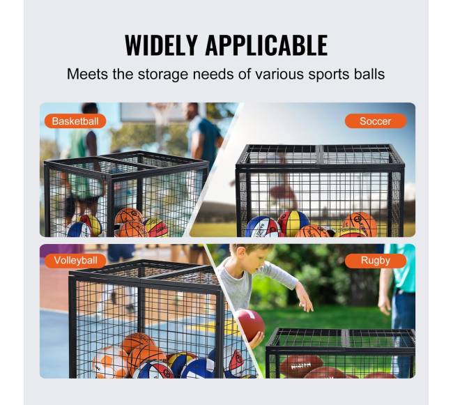 Rutulinių sporto daiktų laikymo vežimėlis su spyna5