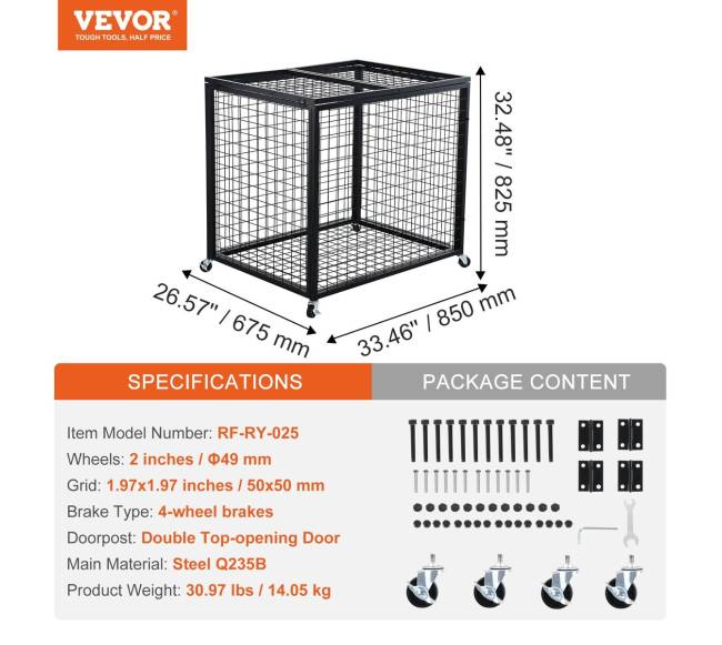 Rutulinių sporto daiktų laikymo vežimėlis su spyna6