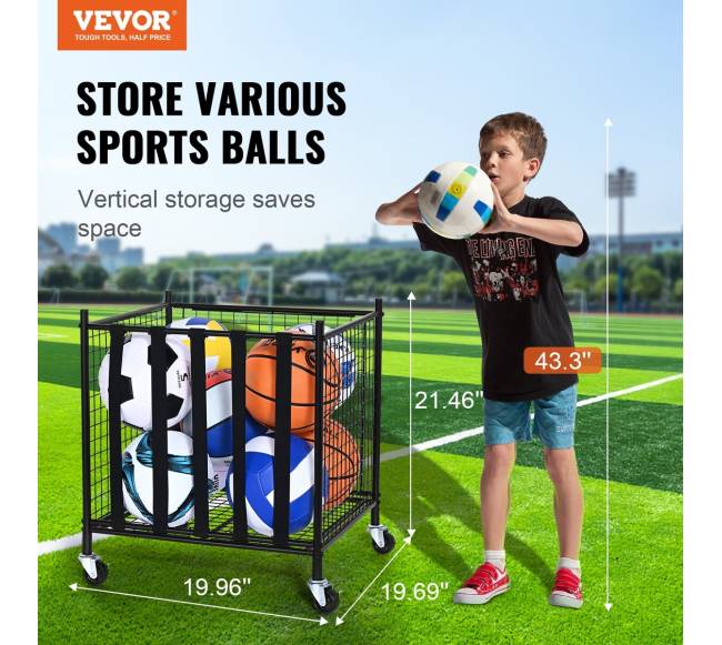 Riedantysis sporto kamuolių laikymo vežimėlis1