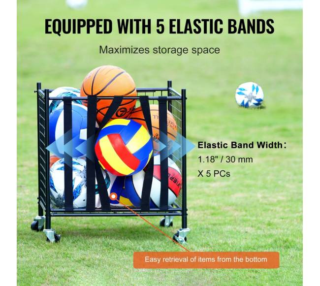 Riedantysis sporto kamuolių laikymo vežimėlis3