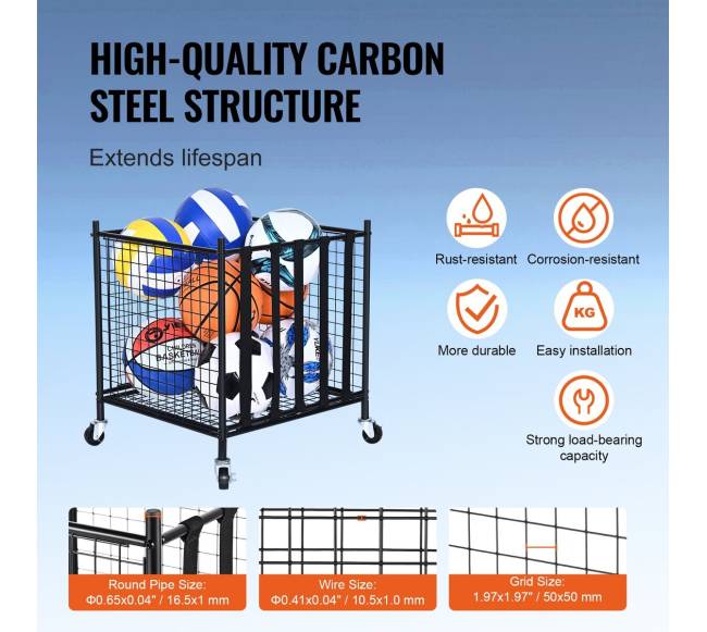 Riedantysis sporto kamuolių laikymo vežimėlis4