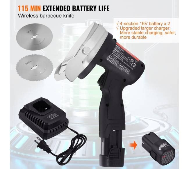 Elektrinis šašlykų peilis be laidų su 2 ašmenimis2