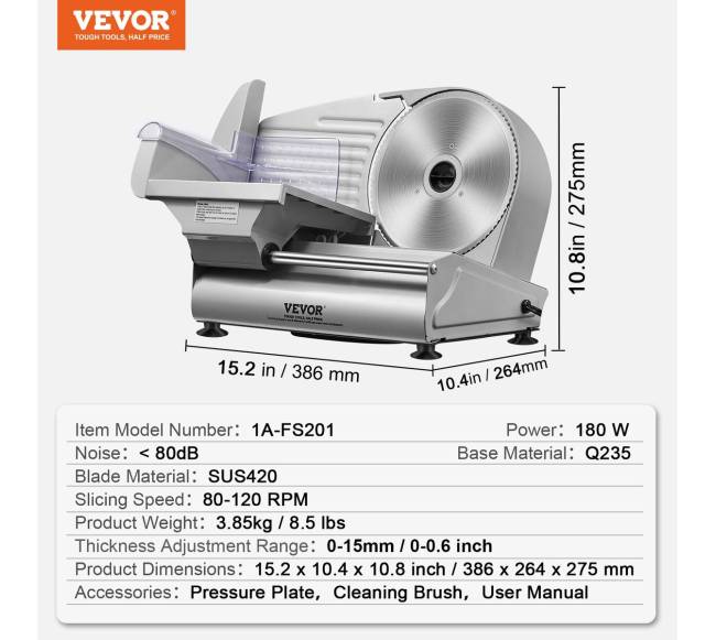 Elektrinė mėsos pjaustyklė 180W su reguliuojamu storumu6