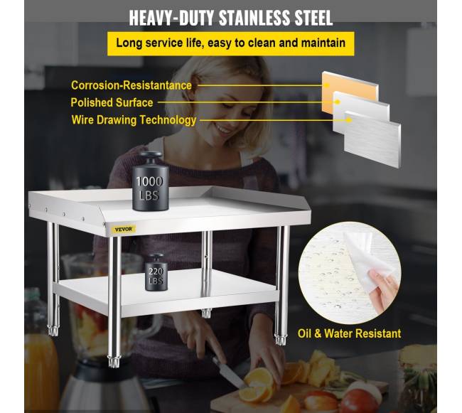 Nerūdijančio plieno grilio stalas su lentyna2