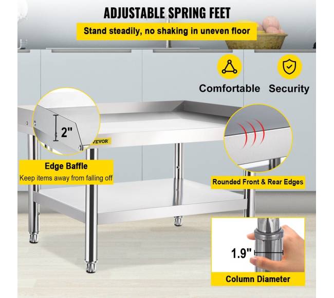 Nerūdijančio plieno grilio stalas su lentyna4
