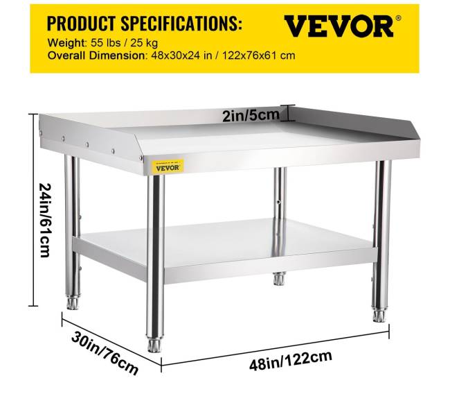 Nerūdijančio plieno grilio stalas su lentyna6