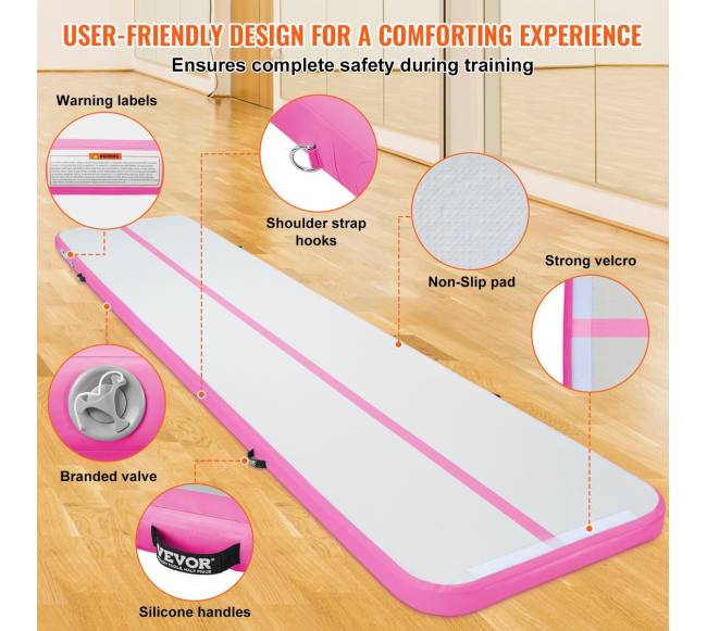 4,9 m pripučiamas gimnastikos kilimėlis su pompa4