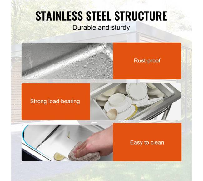 Nerūdijančio plieno virtuvės praustuvė su stalu2