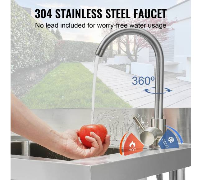 Nerūdijančio plieno virtuvės praustuvė su stalu4