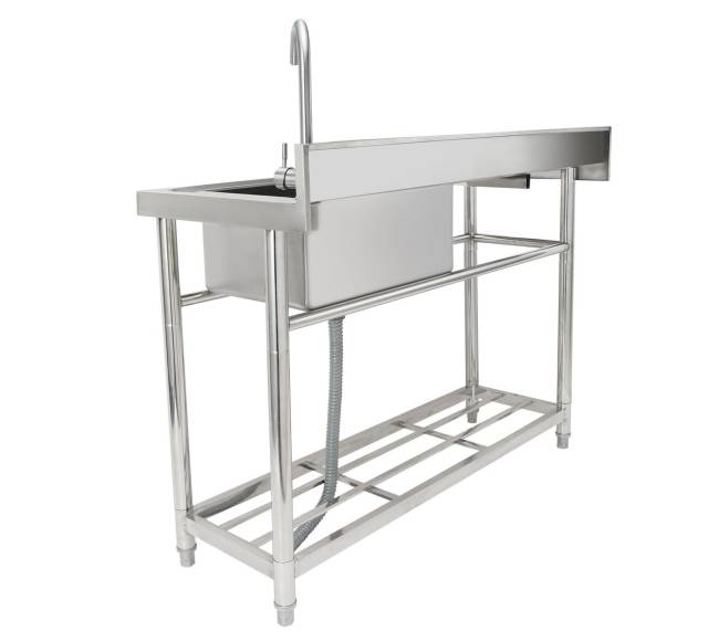 Nerūdijančio plieno virtuvės praustuvė su stalu8