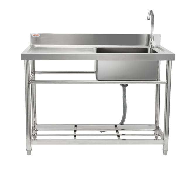 Nerūdijančio plieno virtuvės praustuvė su stalu10