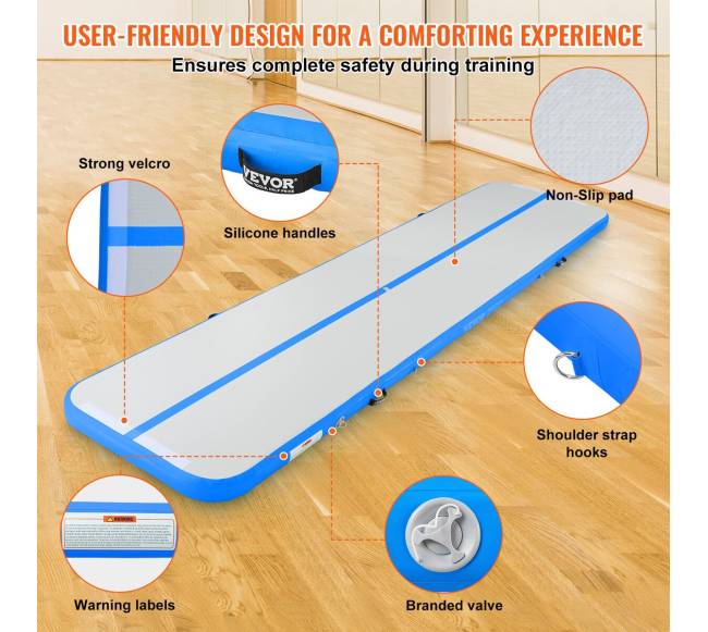 3,9 m ilgio pripučiamas gimnastikos kilimėlis su pompa4