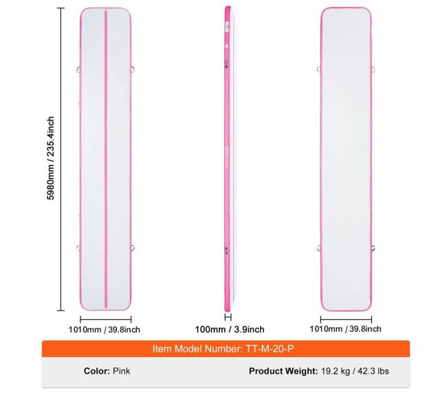 6 m ilgas pripučiamas gimnastikos kilimėlis su pompa6