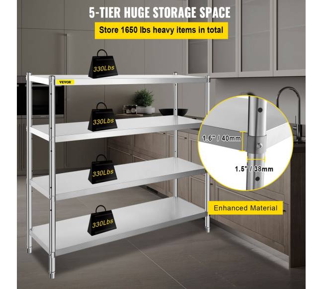 4 aukštų nerūdijančio plieno lentyna2