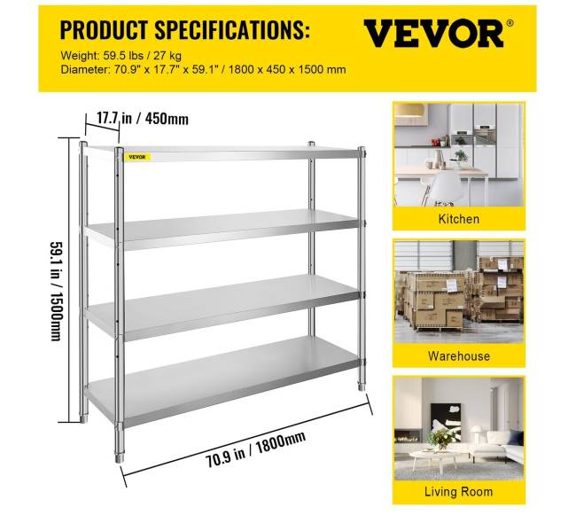 4 aukštų nerūdijančio plieno lentyna6