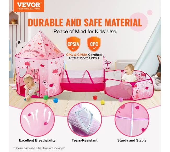 Vaikiška 3 dalių žaidimų palapinė su tuneliu1