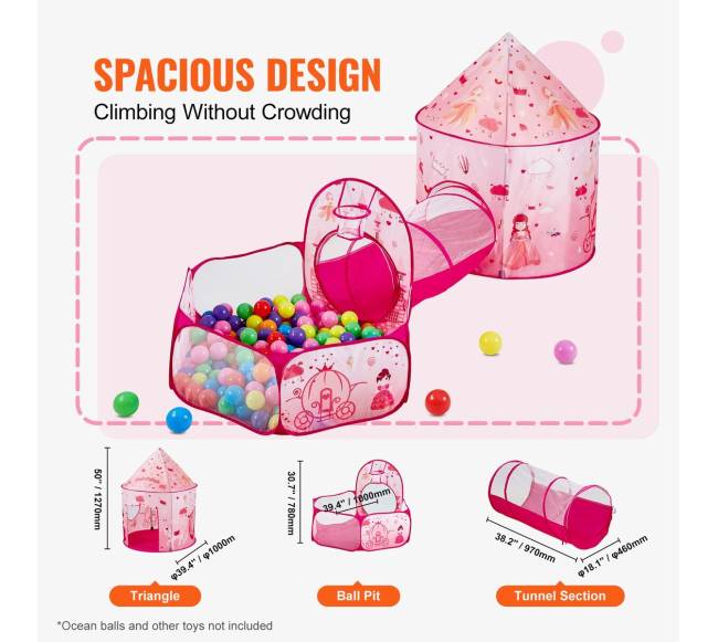 Vaikiška 3 dalių žaidimų palapinė su tuneliu2