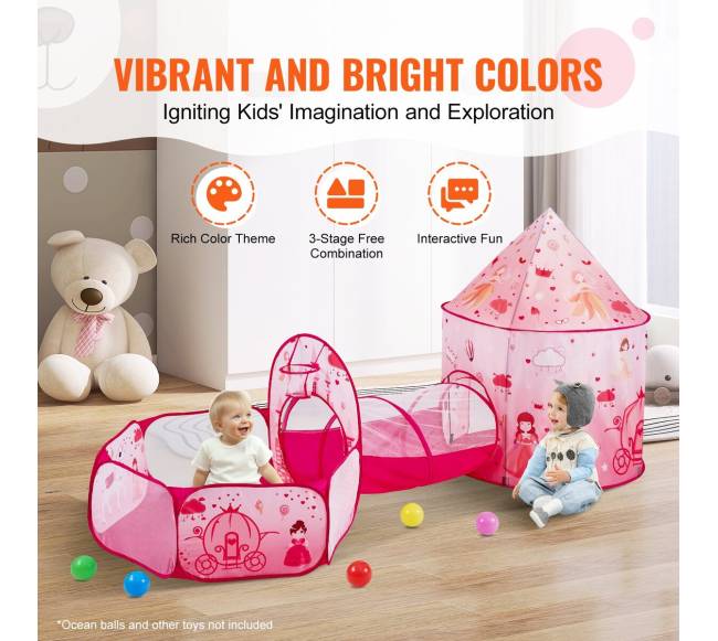 Vaikiška 3 dalių žaidimų palapinė su tuneliu3