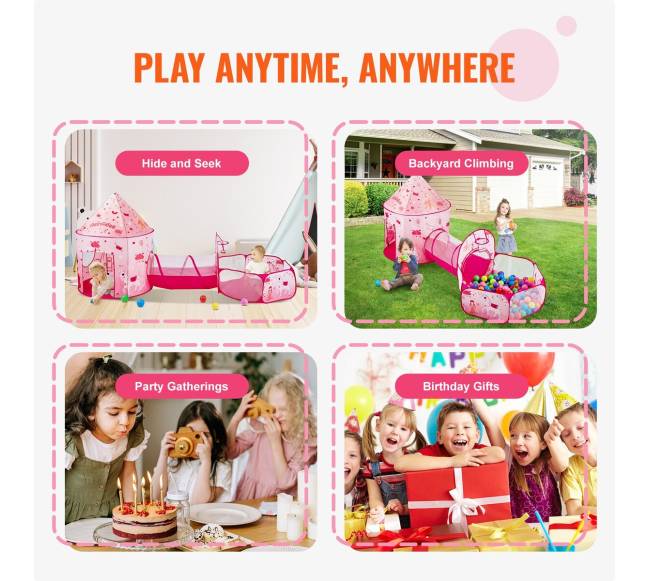 Vaikiška 3 dalių žaidimų palapinė su tuneliu5