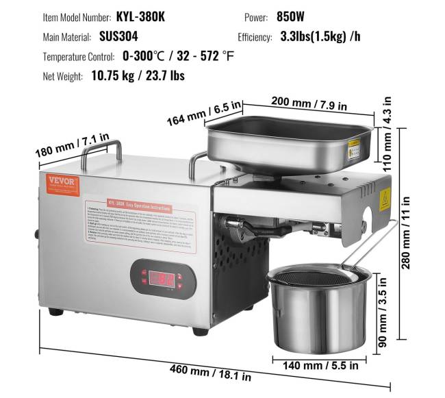 Elektrinė aliejaus spaudimo mašina, 850W6
